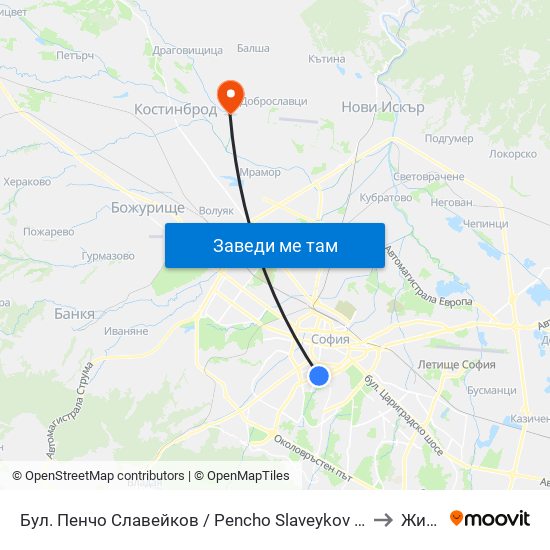 Бул. Пенчо Славейков / Pencho Slaveykov Blvd. (0356) to Житен map