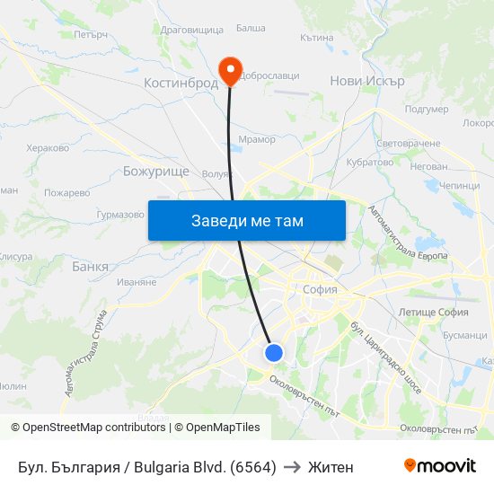 Бул. България / Bulgaria Blvd. (6564) to Житен map