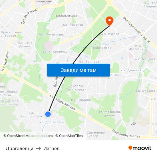 Драгалевци to Изгрев map