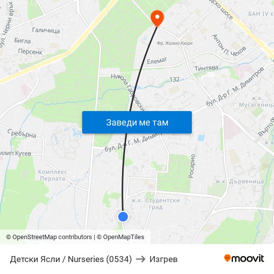 Детски Ясли / Nurseries (0534) to Изгрев map