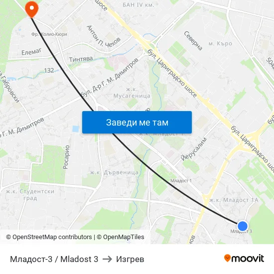 Младост 3 / Mladost 3 to Изгрев map