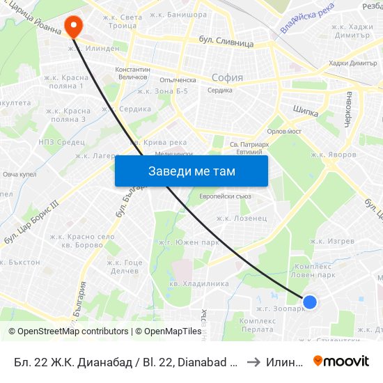 Бл. 22 Ж.К. Дианабад / Bl. 22, Dianabad Qr. (0124) to Илинден map