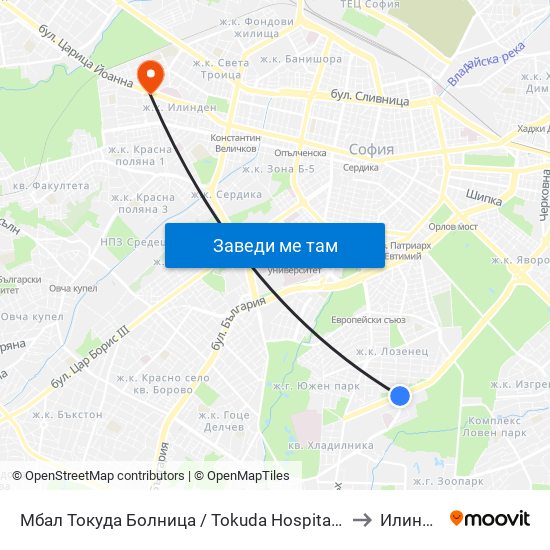 Мбал Токуда Болница / Tokuda Hospital (0206) to Илинден map