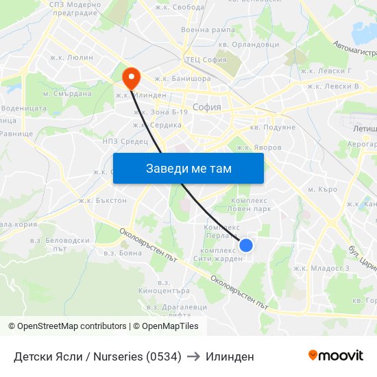 Детски Ясли / Nurseries (0534) to Илинден map