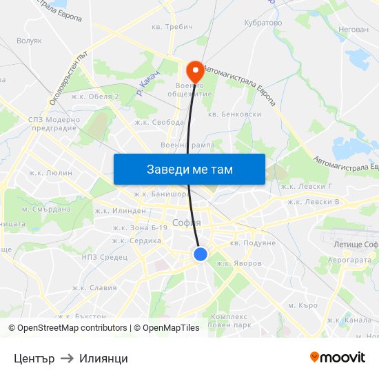 Център to Илиянци map
