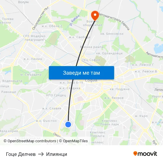 Гоце Делчев to Илиянци map