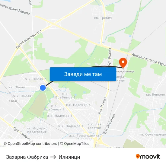 Захарна Фабрика to Илиянци map