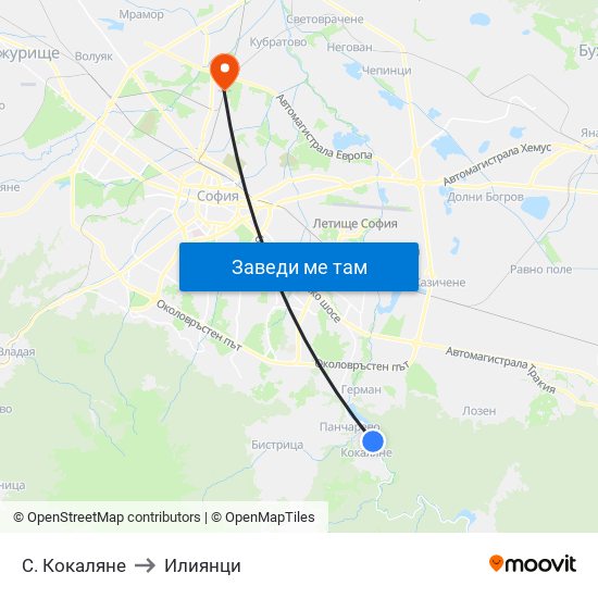 С. Кокаляне to Илиянци map