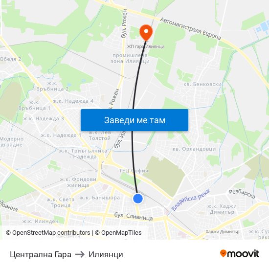 Централна Гара to Илиянци map