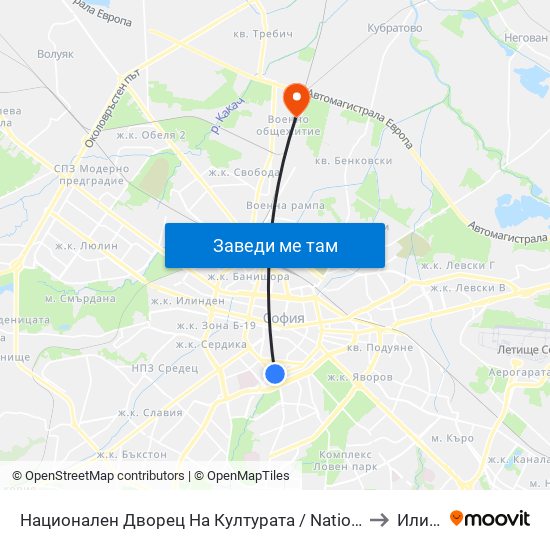 Национален Дворец На Културата / National Palace Of Culture (1139) to Илиянци map