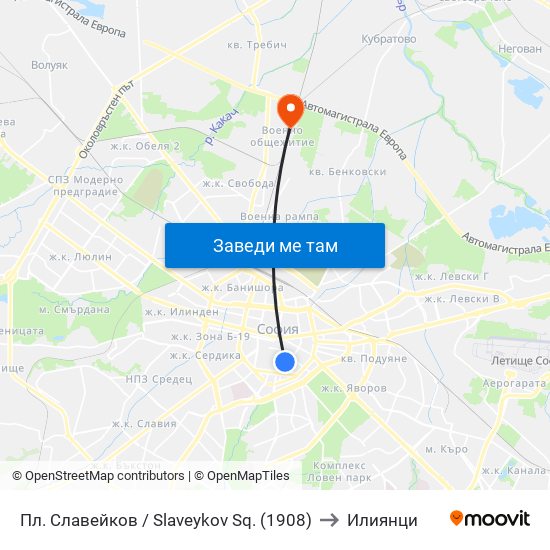 Пл. Славейков / Slaveykov Sq. (1908) to Илиянци map
