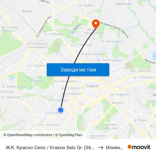 Ж.К. Красно Село / Krasno Selo Qr. (0638) to Илиянци map