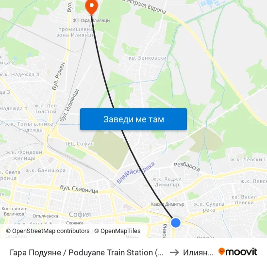 Гара Подуяне / Poduyane Train Station (0466) to Илиянци map