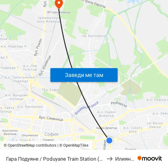 Гара Подуяне / Poduyane Train Station (0468) to Илиянци map