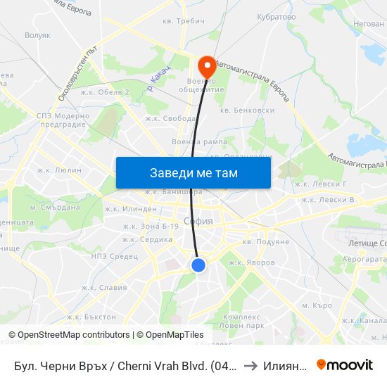 Бул. Черни Връх / Cherni Vrah Blvd. (0401) to Илиянци map