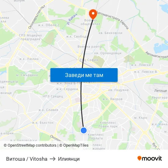 Витоша / Vitosha to Илиянци map