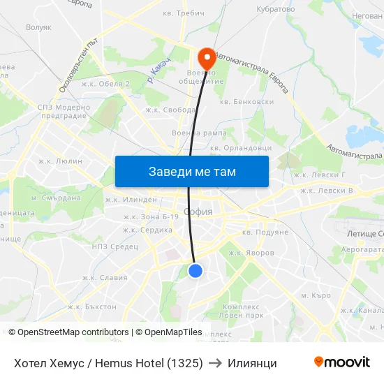 Ⓜ️ Хотел Хемус / Hemus Hotel (1325) to Илиянци map