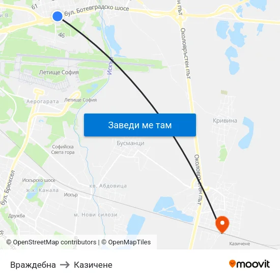 Враждебна to Казичене map