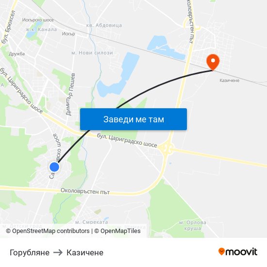 Горубляне to Казичене map