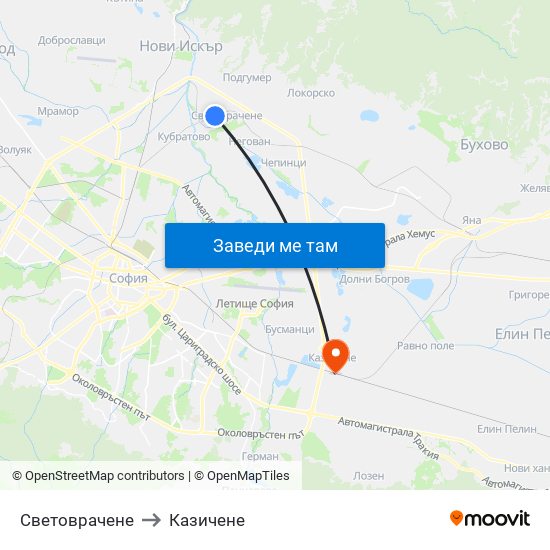 Световрачене to Казичене map