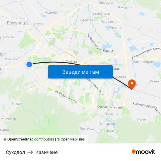 Суходол to Казичене map