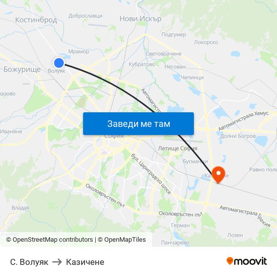 С. Волуяк to Казичене map