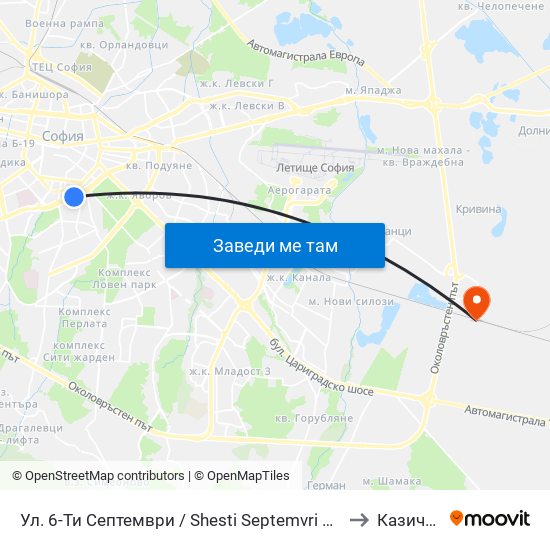 Ул. 6-Ти Септември / Shesti Septemvri St. (1807) to Казичене map