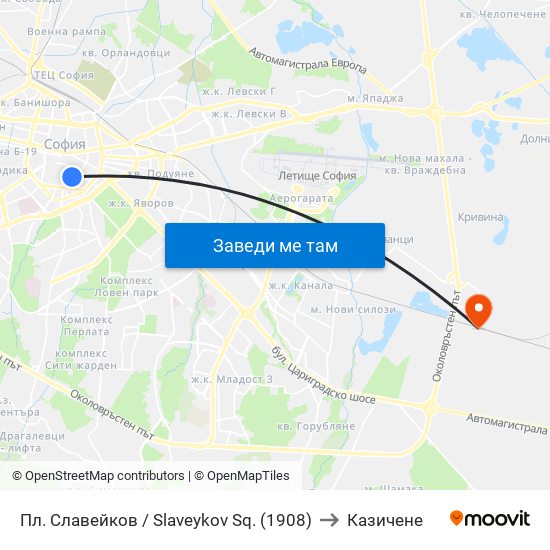 Пл. Славейков / Slaveykov Sq. (1908) to Казичене map