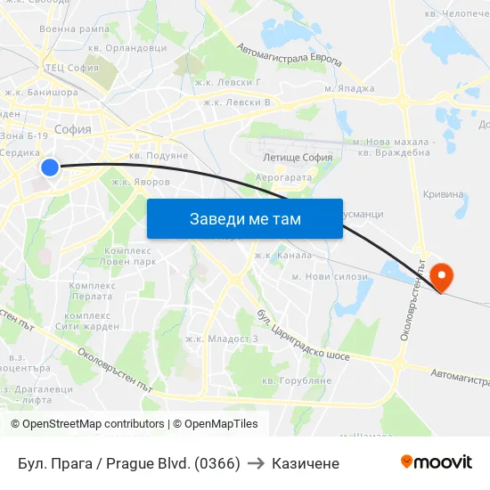 Бул. Прага / Prague Blvd. (0366) to Казичене map