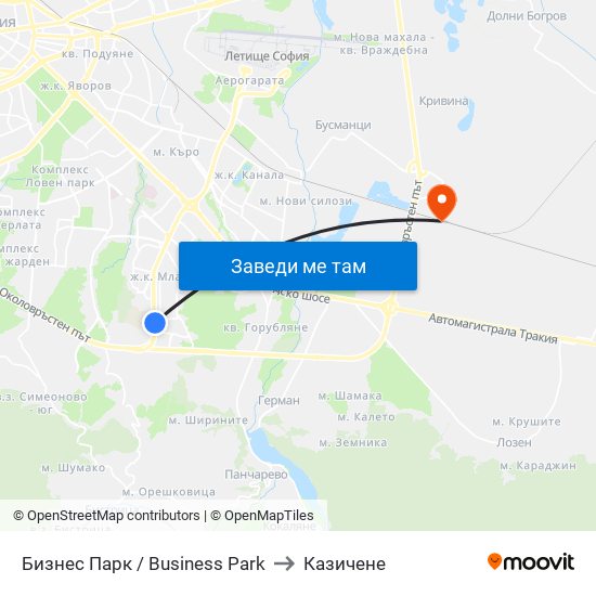 Бизнес Парк / Business Park to Казичене map