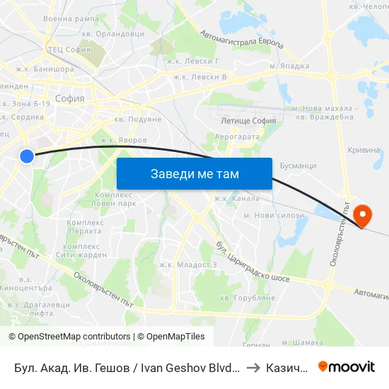 Ⓜ️ Бул. Акад. Ив. Гешов / Ivan Geshov Blvd. (0275) to Казичене map