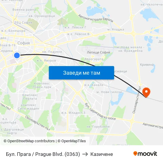 Бул. Прага / Prague Blvd. (0363) to Казичене map