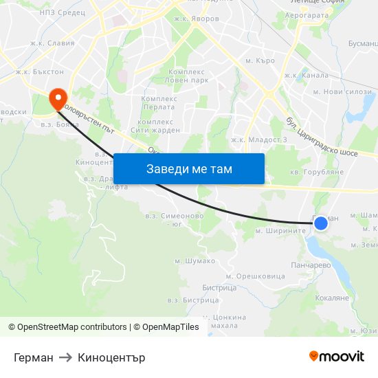 Герман to Киноцентър map