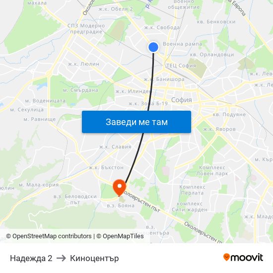 Надежда 2 to Киноцентър map