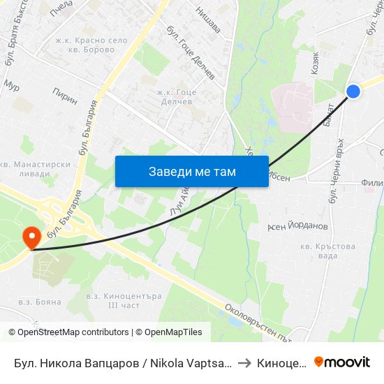 Бул. Никола Вапцаров / Nikola Vaptsarov Blvd. (0344) to Киноцентър map