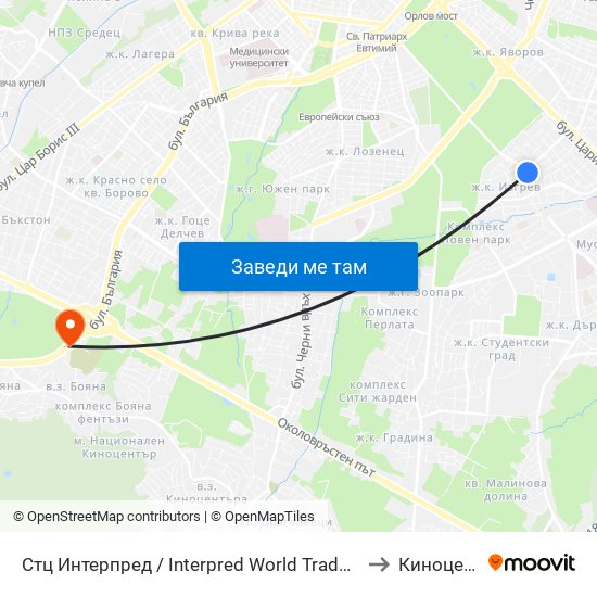 Стц Интерпред / Interpred World Trade Centre (1109) to Киноцентър map