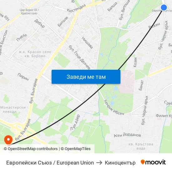 Европейски Съюз / European Union to Киноцентър map