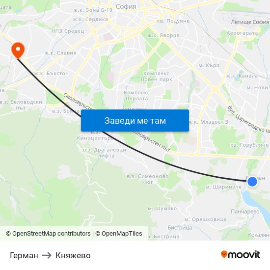 Герман to Княжево map