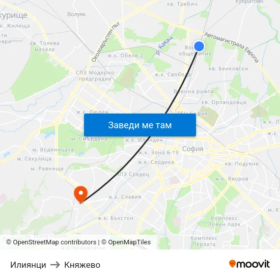 Илиянци to Княжево map