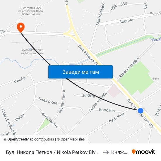 Бул. Никола Петков / Nikola Petkov Blvd. (0350) to Княжево map