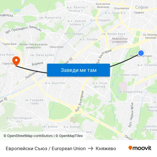 Европейски Съюз / European Union to Княжево map