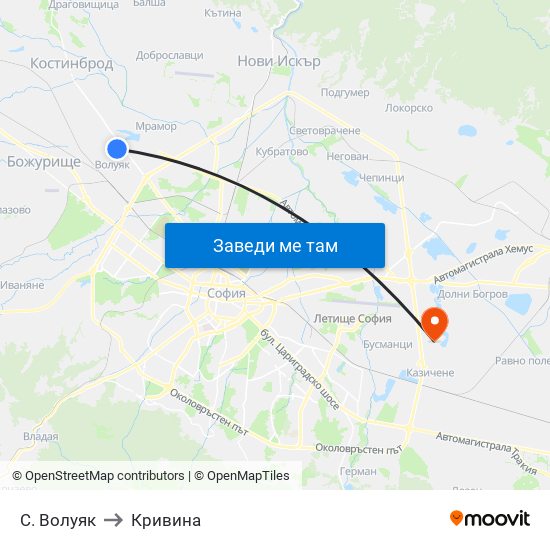 С. Волуяк to Кривина map