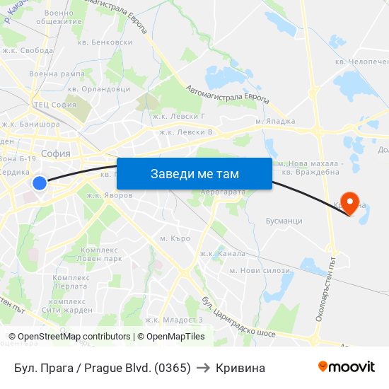 Бул. Прага / Prague Blvd. (0365) to Кривина map
