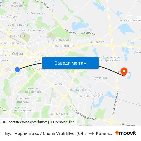 Бул. Черни Връх / Cherni Vrah Blvd. (0401) to Кривина map