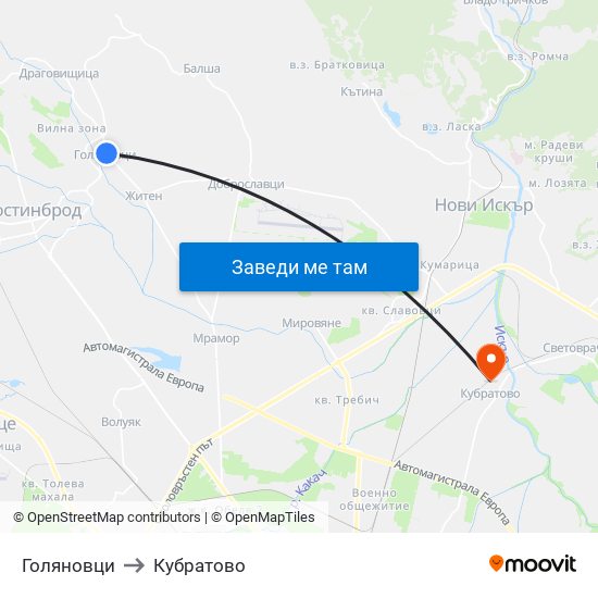 Голяновци to Кубратово map