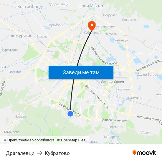 Драгалевци to Кубратово map