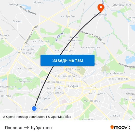 Павлово to Кубратово map