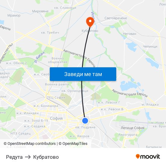 Редута to Кубратово map