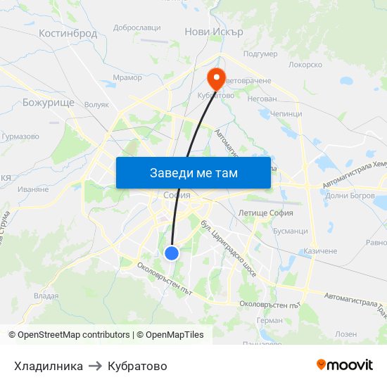 Хладилника to Кубратово map