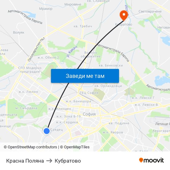 Красна Поляна to Кубратово map